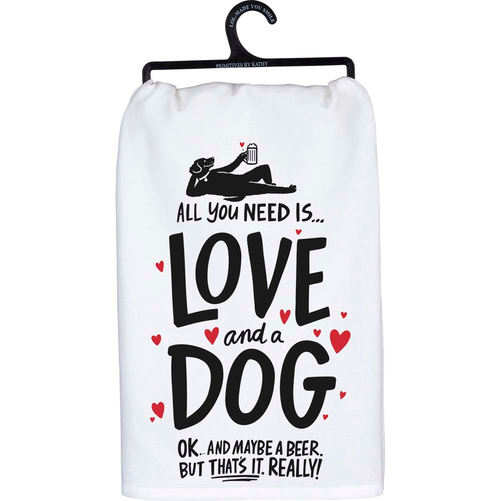 Primitives Dish Towel - Dog & A Beer