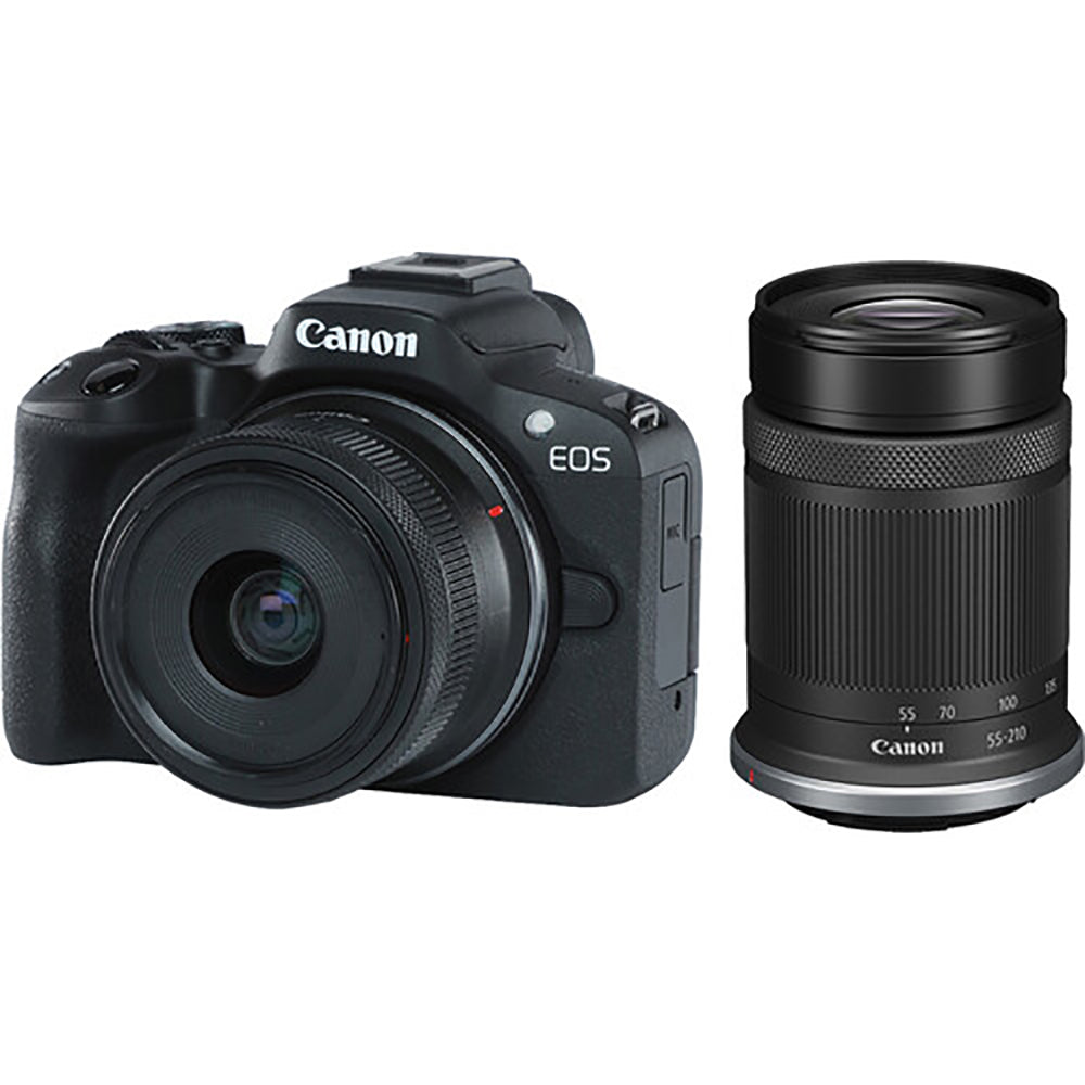 Canon EOS R50 Mirrorless Camera with 18-45mm and 55-210mm Lenses -Black
