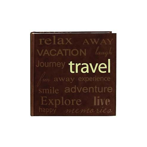 Pioneer "Travel" Text Design Sewn Faux Suede Cover Photo Album, Brown