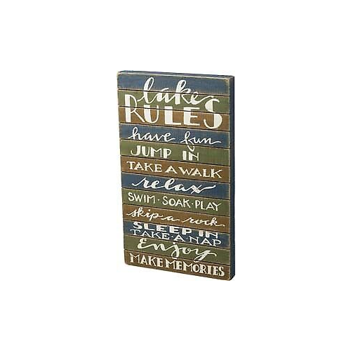 Primitives Lake Rules Box Sign (Blue Green Slat)