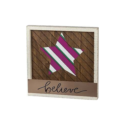 Primitives Inset Slat Box Sign - Believe 10x12