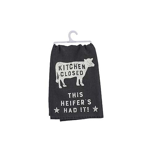 Primitives Dish Towel - Kitchen Closed, This Heifer's Had It