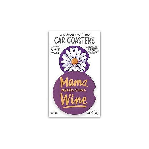 Primitives Car Coasters - Mama Needs Some Wine
