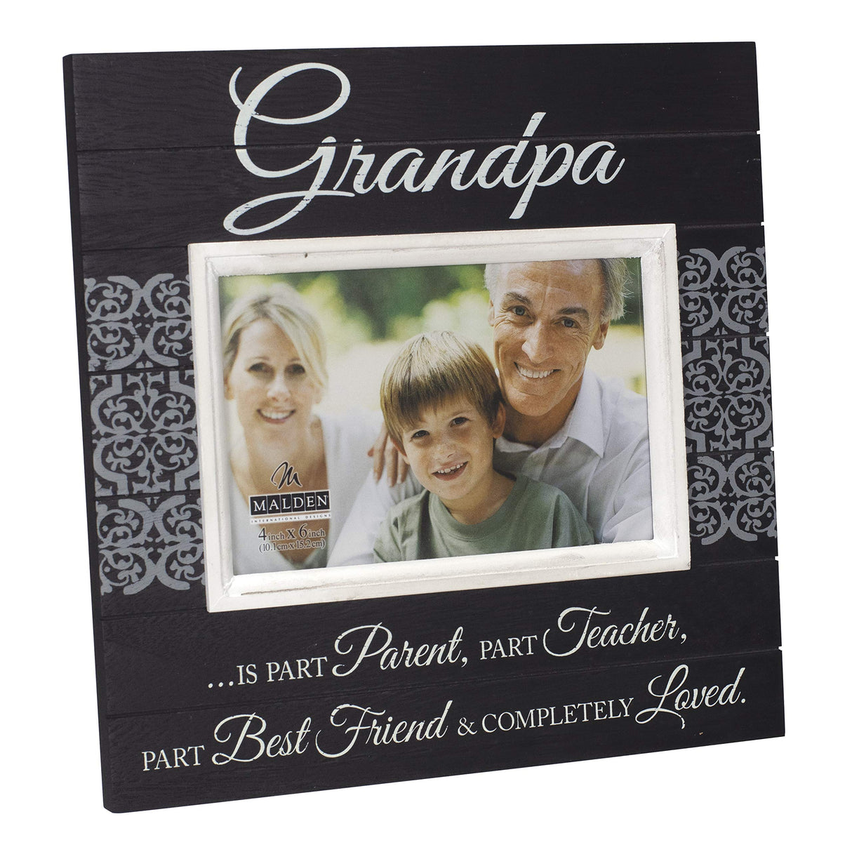 Malden Sun Washed Words Grandpa Distressed 4x6 Black Picture Frame