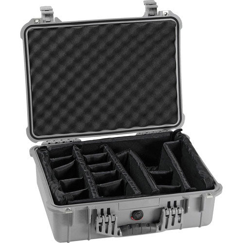 Pelican 1604 Waterproof 1600 Case with Dividers (Silver)