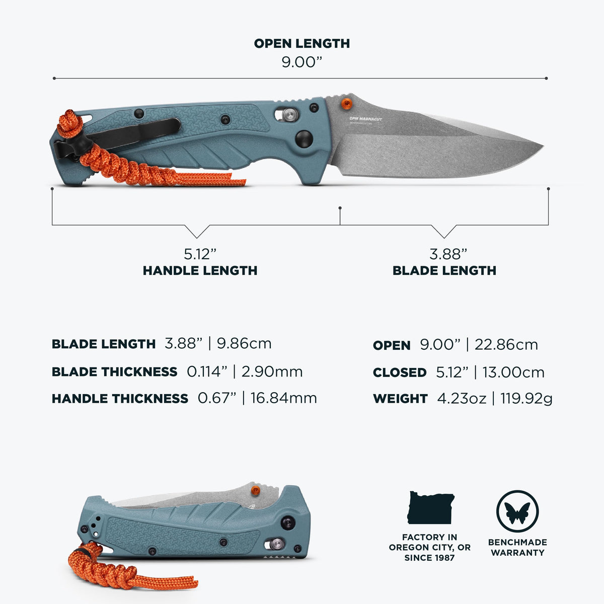 Benchmade Adira Depth Blue Grivory Drop Point