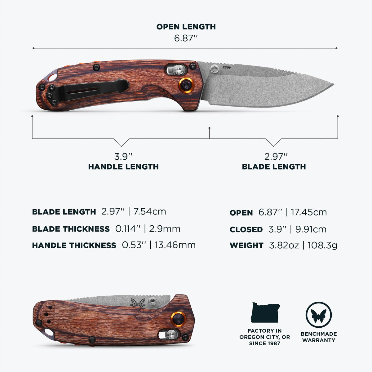 Benchmade North Fork Stabilized Wood Drop Point