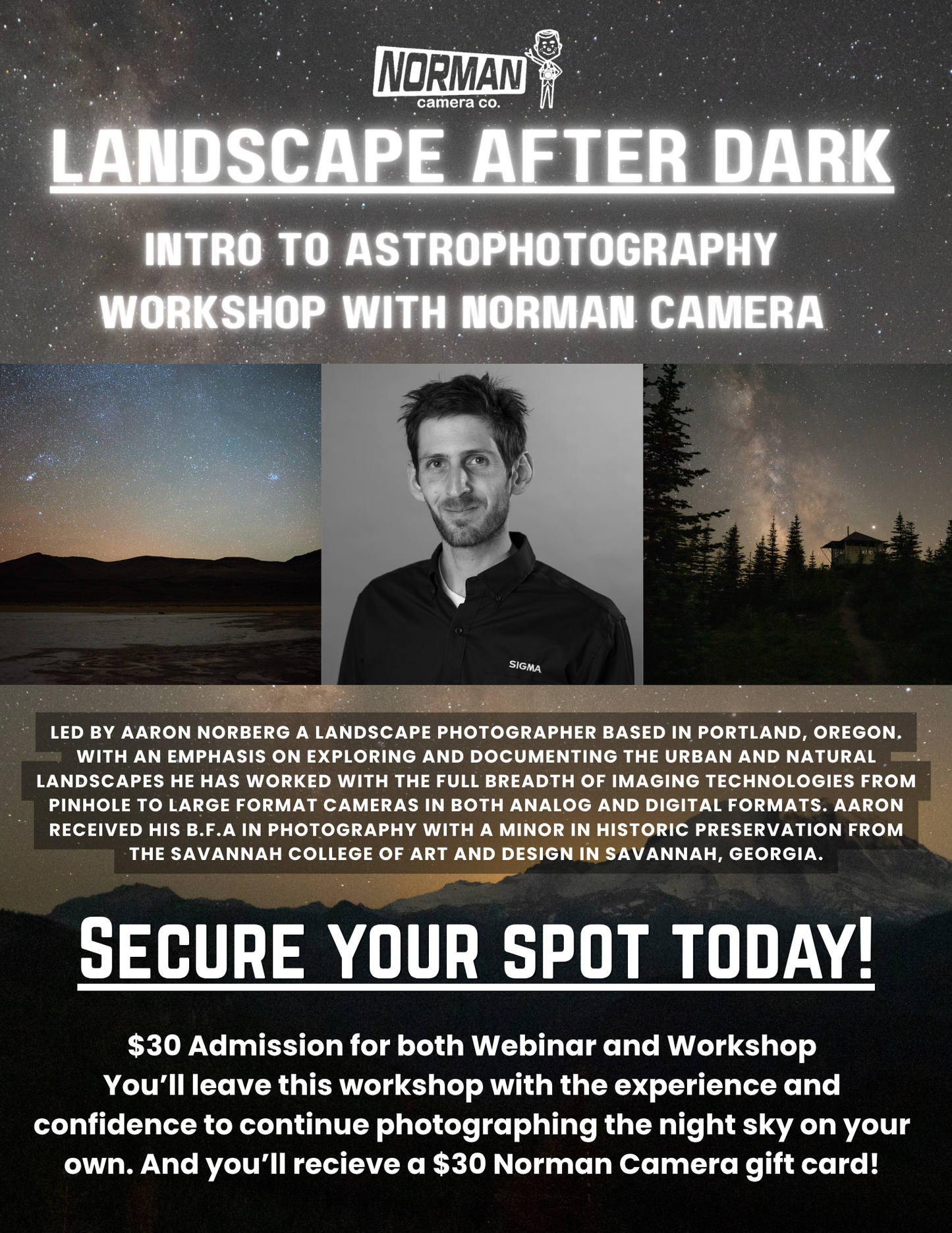 Landscape After Dark: Intro to Astrophotography Workshop