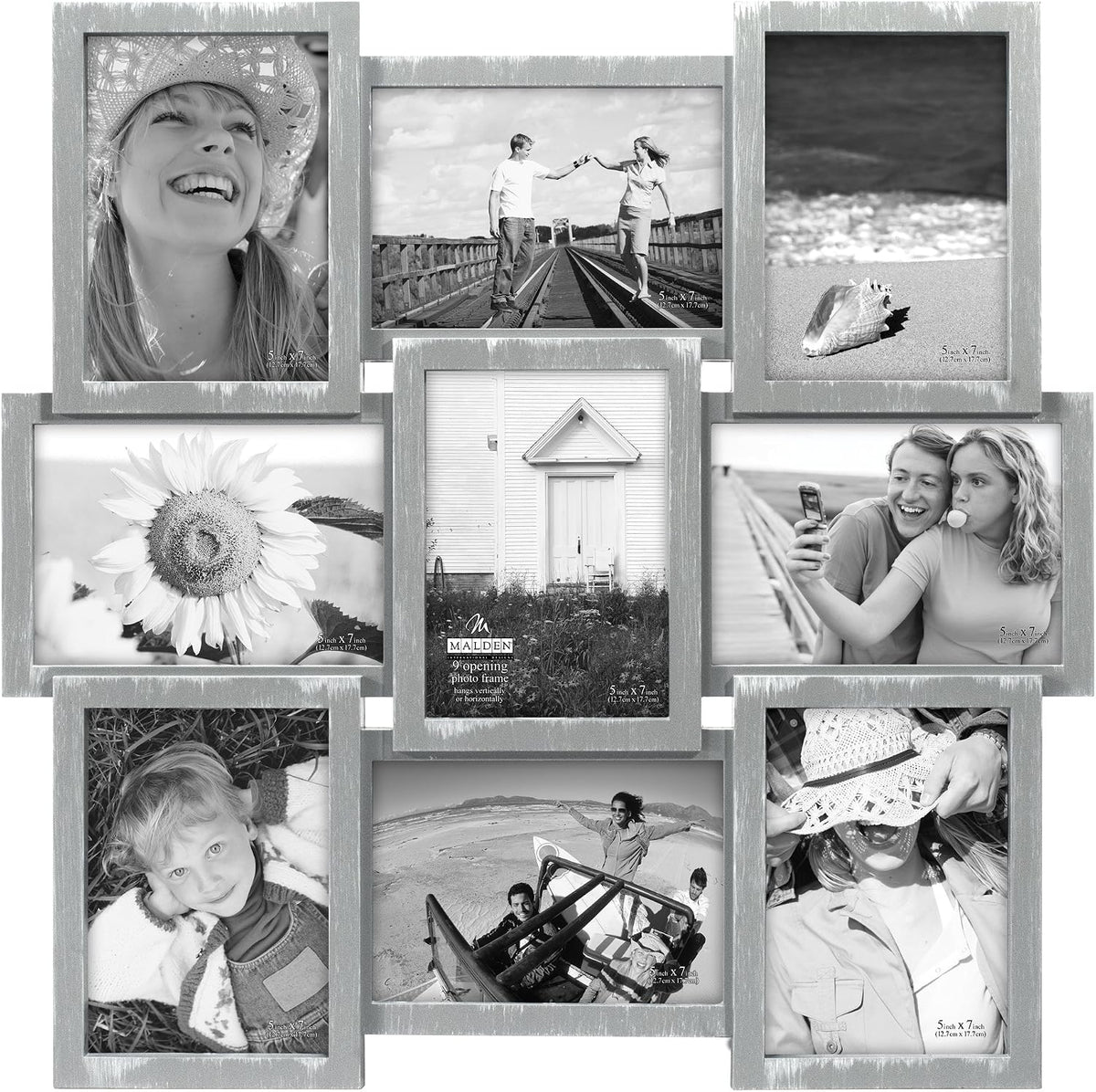 Malden Gray 9 Opening 5x7 Collage Frame