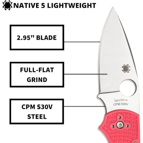 Spyderco Native 5 Lightweight, Pink FRN / Satin CPM-S30V - C41PPN5