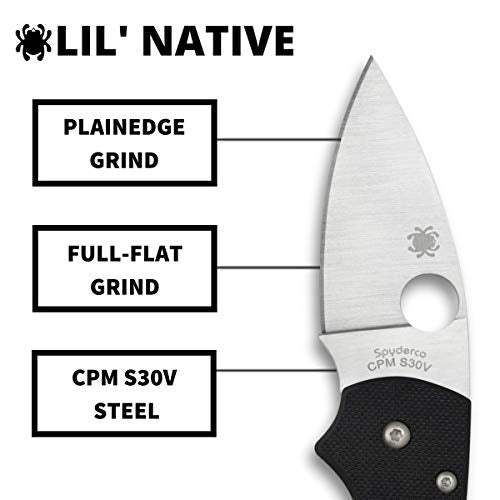 Spyderco Lil' Native Compression Lock, Black G-10 / Satin CPM-S30V - C230GP