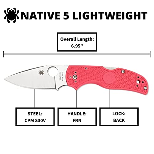 Spyderco Native 5 Lightweight, Pink FRN / Satin CPM-S30V - C41PPN5
