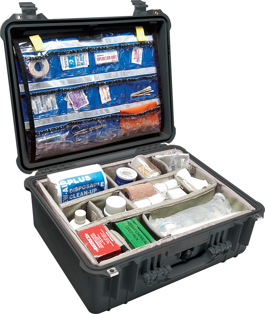 Pelican 1550EMS Case with Lid Organizer and Dividers (Black)