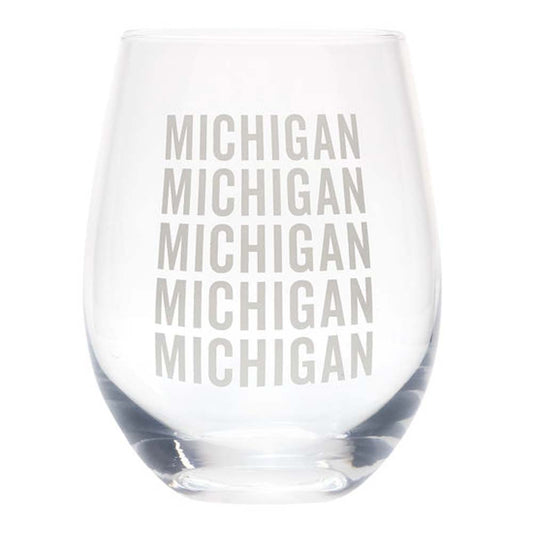 About Face Designs Michigan Wine Glass