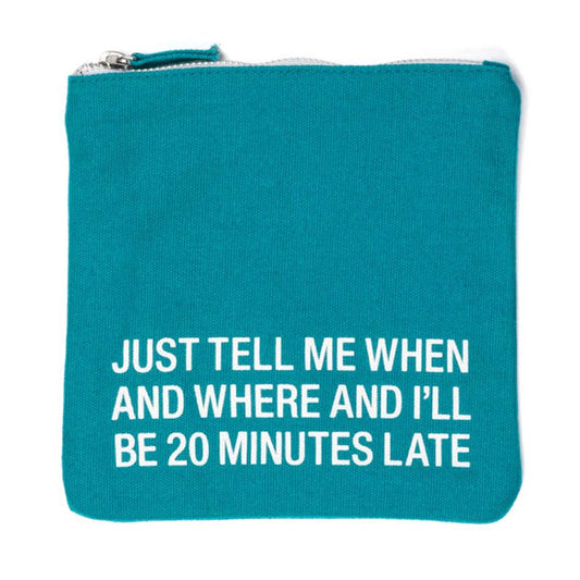 About Face Designs 20 Mins Late Square Cosmetic Bag