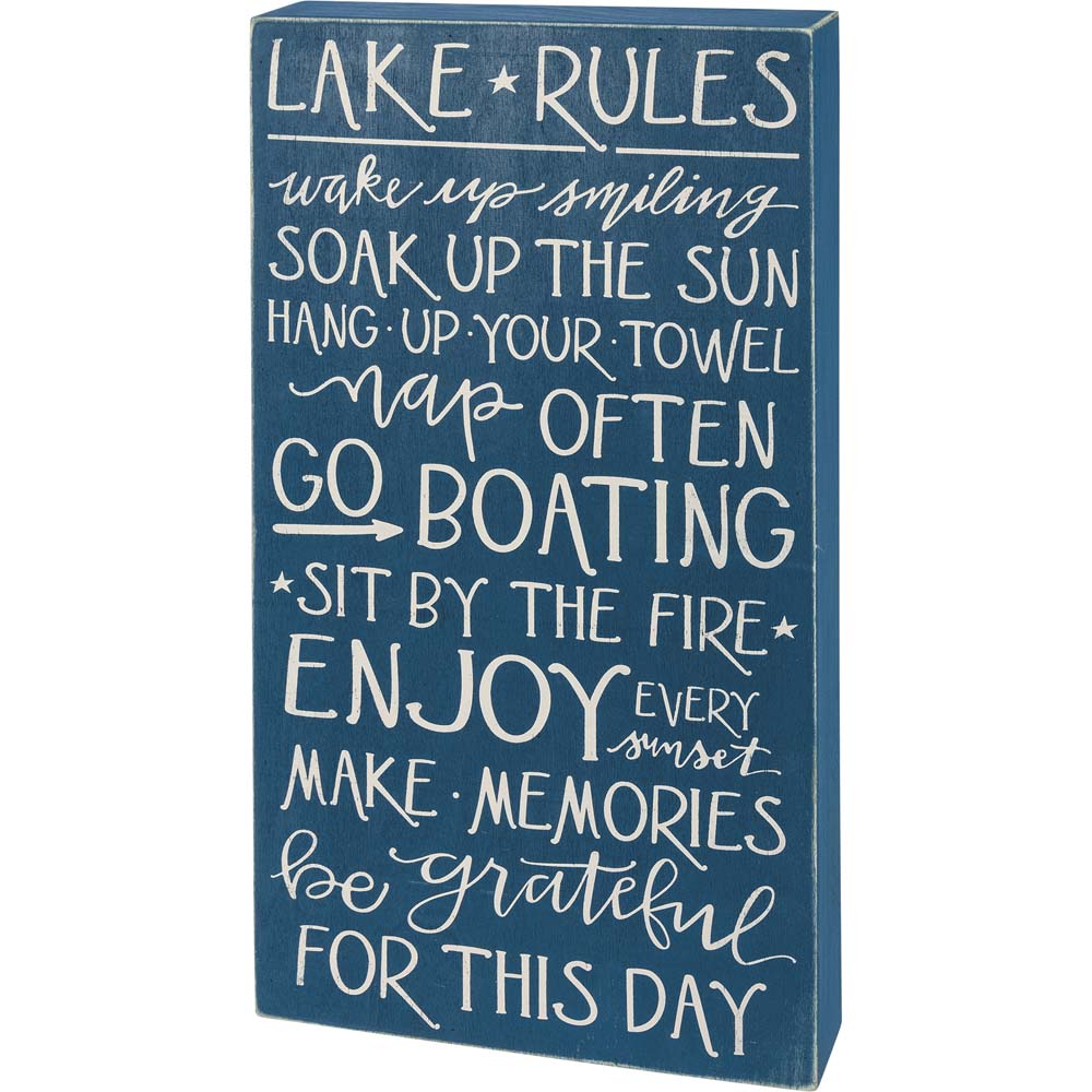 Primitives Box Sign - Lake Rules