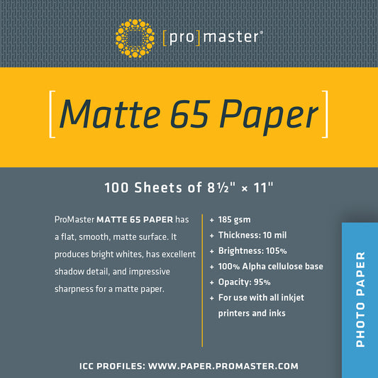 Promaster Matte 65 Paper 8.5"x11" - 100 Sheets
