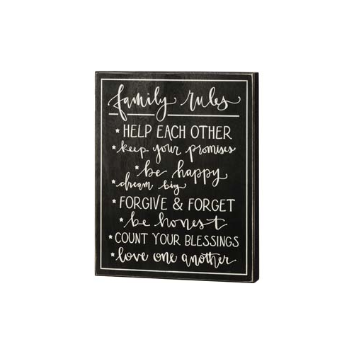 Primitives Box Sign - Family Rules