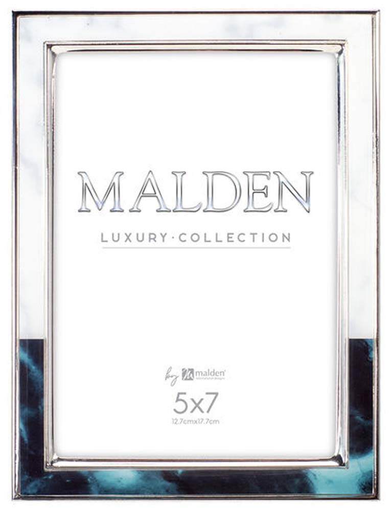 Malden 5x7 Green & White Marbled Metal
