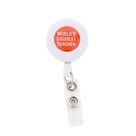 About Face Designs Badge Reels World's Goodest Teacher