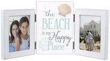 Malden Beach Happy Place Tri-Fold White Frame
