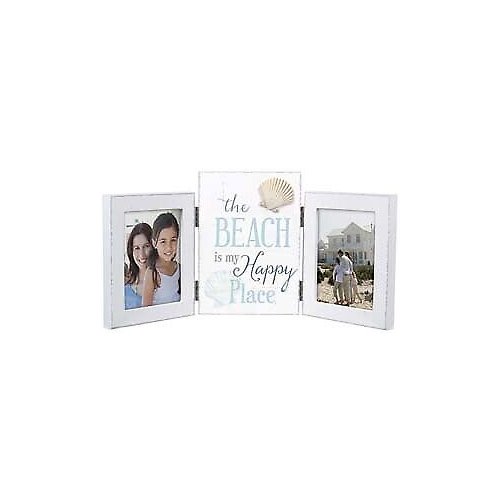 Malden Beach Happy Place Tri-Fold White Frame