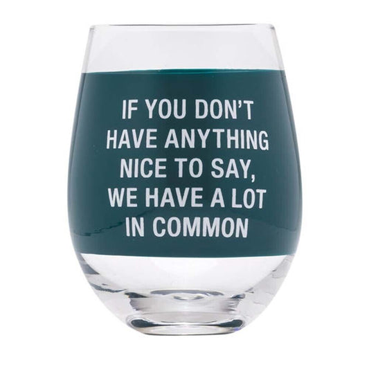 About Face Designs Alot in Common Wine Glass