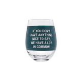 About Face Designs Alot in Common Wine Glass