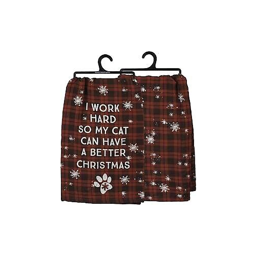 Primitives Kitchen Towel - Work Hard So Cat Better Christmas