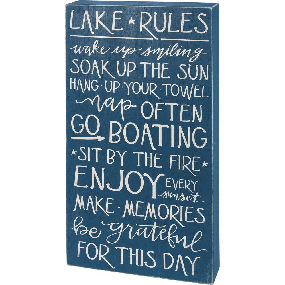 Primitives Box Sign - Lake Rules