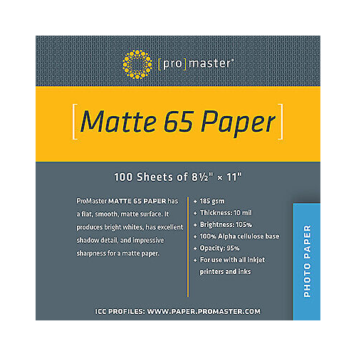 Promaster Matte 65 Paper 8.5"x11" - 100 Sheets