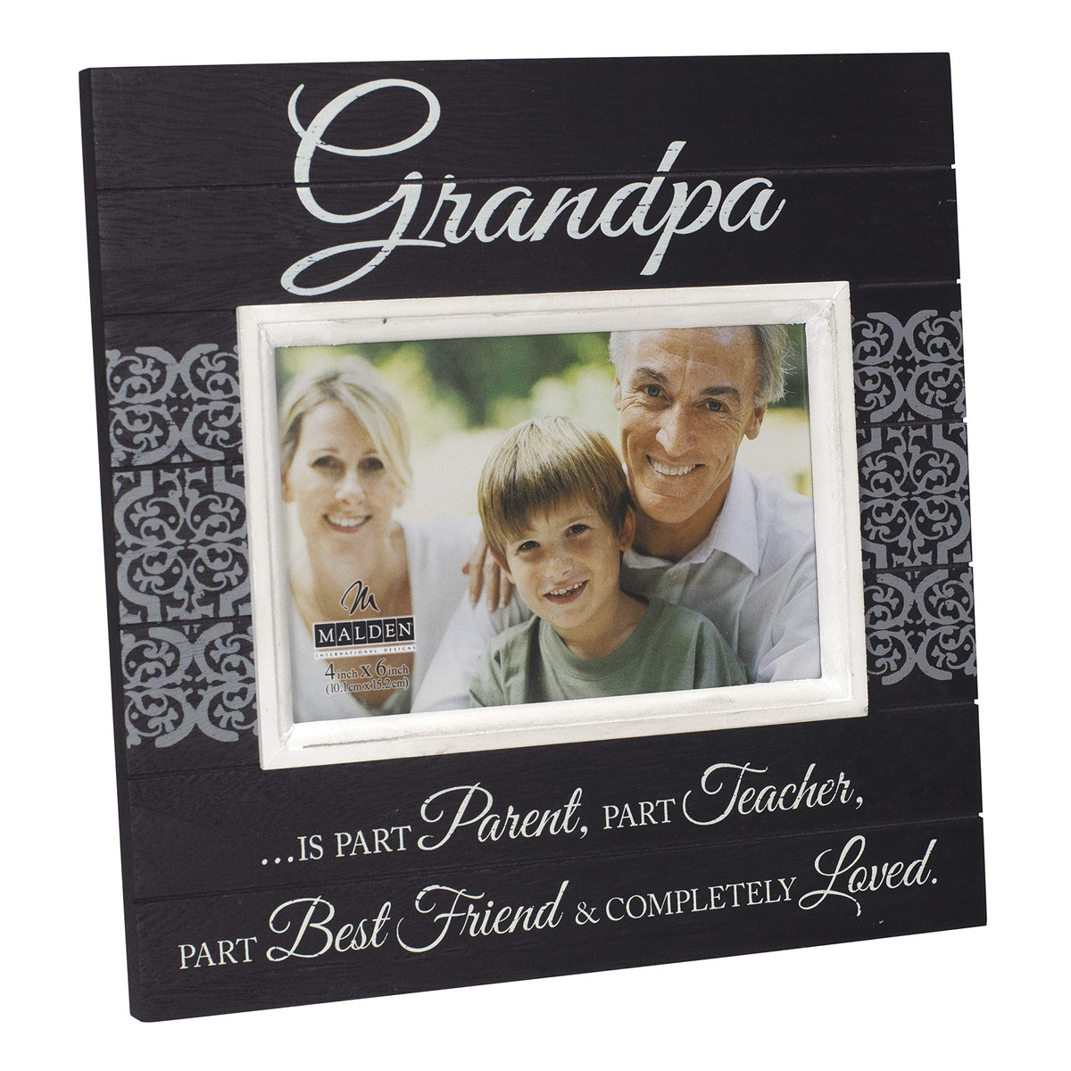 Malden Sun Washed Words Grandpa Distressed 4x6 Black Picture Frame