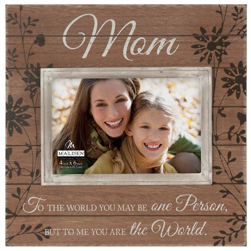 Malden Sun Washed Words Mom Walnut Distressed Picture Frame, 4x6