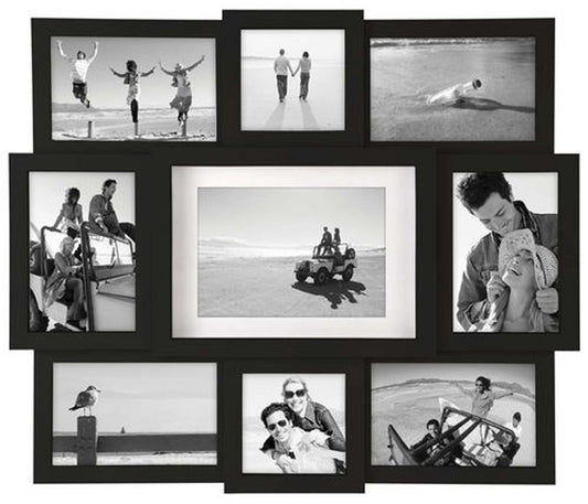 Malden Array Black Plastic 9-Opening Puzzle Collage Picture Frame