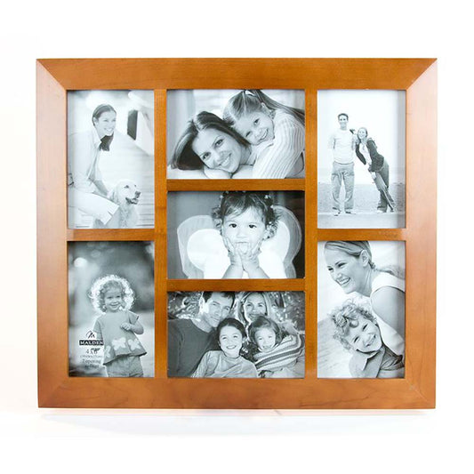 Malden Berkeley Beveled Edge Wood Collage Picture Frame, 7 Opening, 7-4x6, Walnut