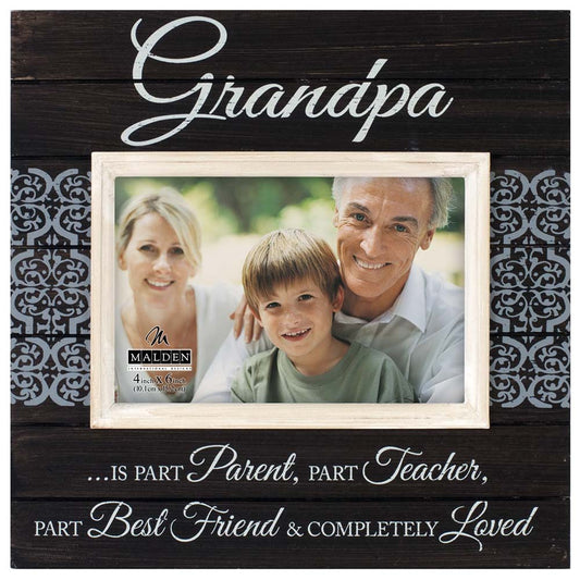 Malden Sun Washed Words Grandpa Distressed 4x6 Black Picture Frame