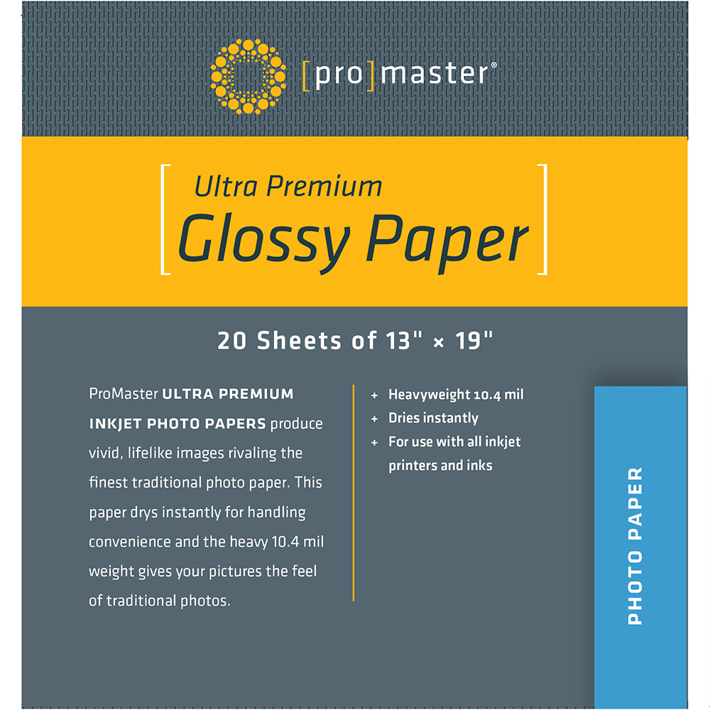 Promaster Glossy Inkjet Photo Paper -13x19'' - 20 Sheets