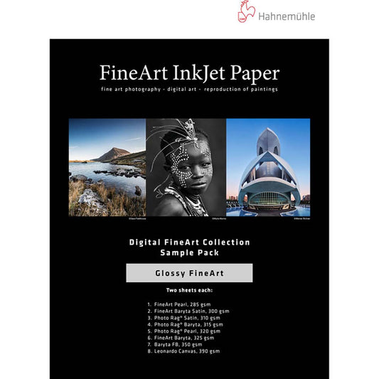 Hahnemuhle Glossy Smooth Archival Inkjet Paper Sample Pack, 8.5x11", 14 Sheets