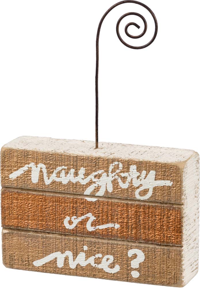 Primitives Slat Photo Block Christmas Naughty