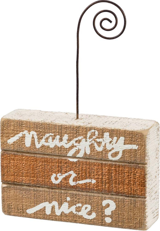 Primitives Slat Photo Block Christmas Naughty