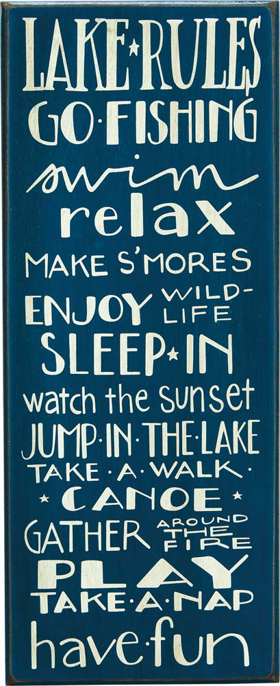 Primitives Lake House Rules Box Sign