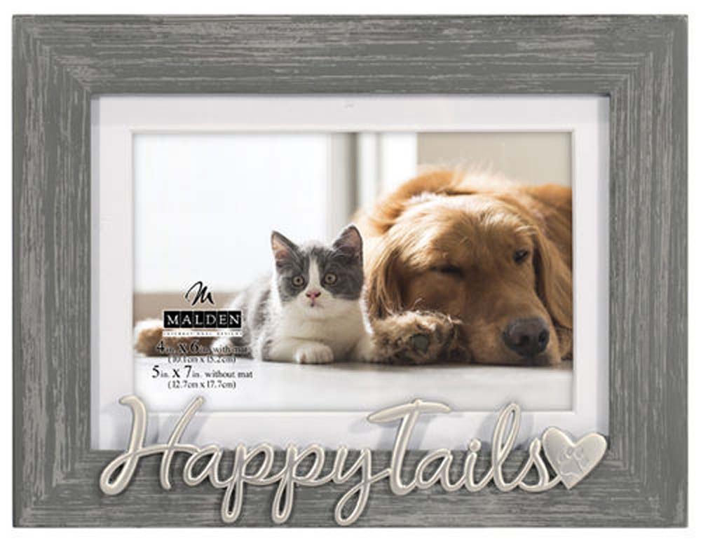 Malden Happy Tails Expressions Distressed Gray 4x6 Frame