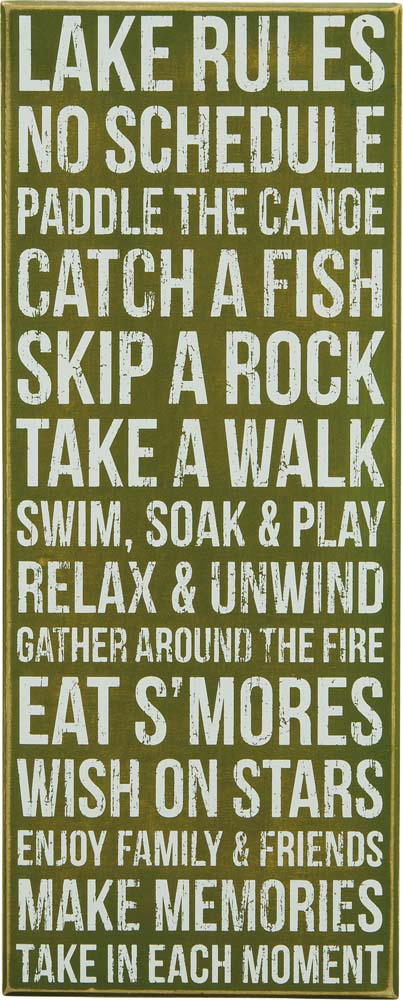 Primitives Lake Rules Box Sign