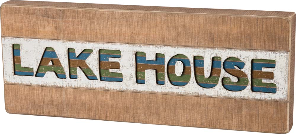 Primitives Lake House Slat Box Sign