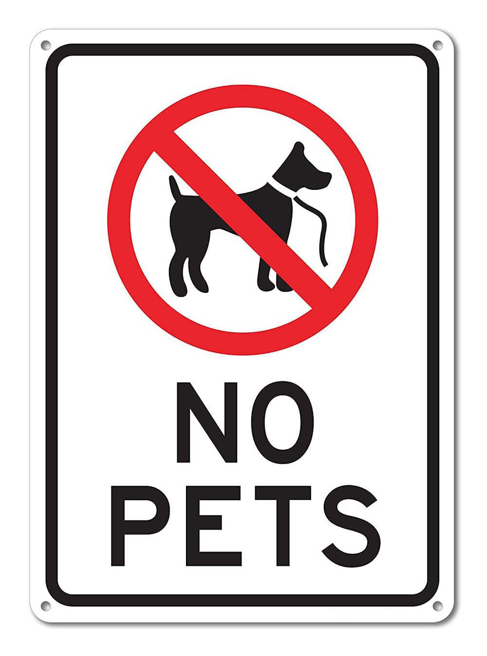 Hall Signs No Pets Allowed Sign, Large 10 X 14" Aluminum, For Indoor or Outdoor Use