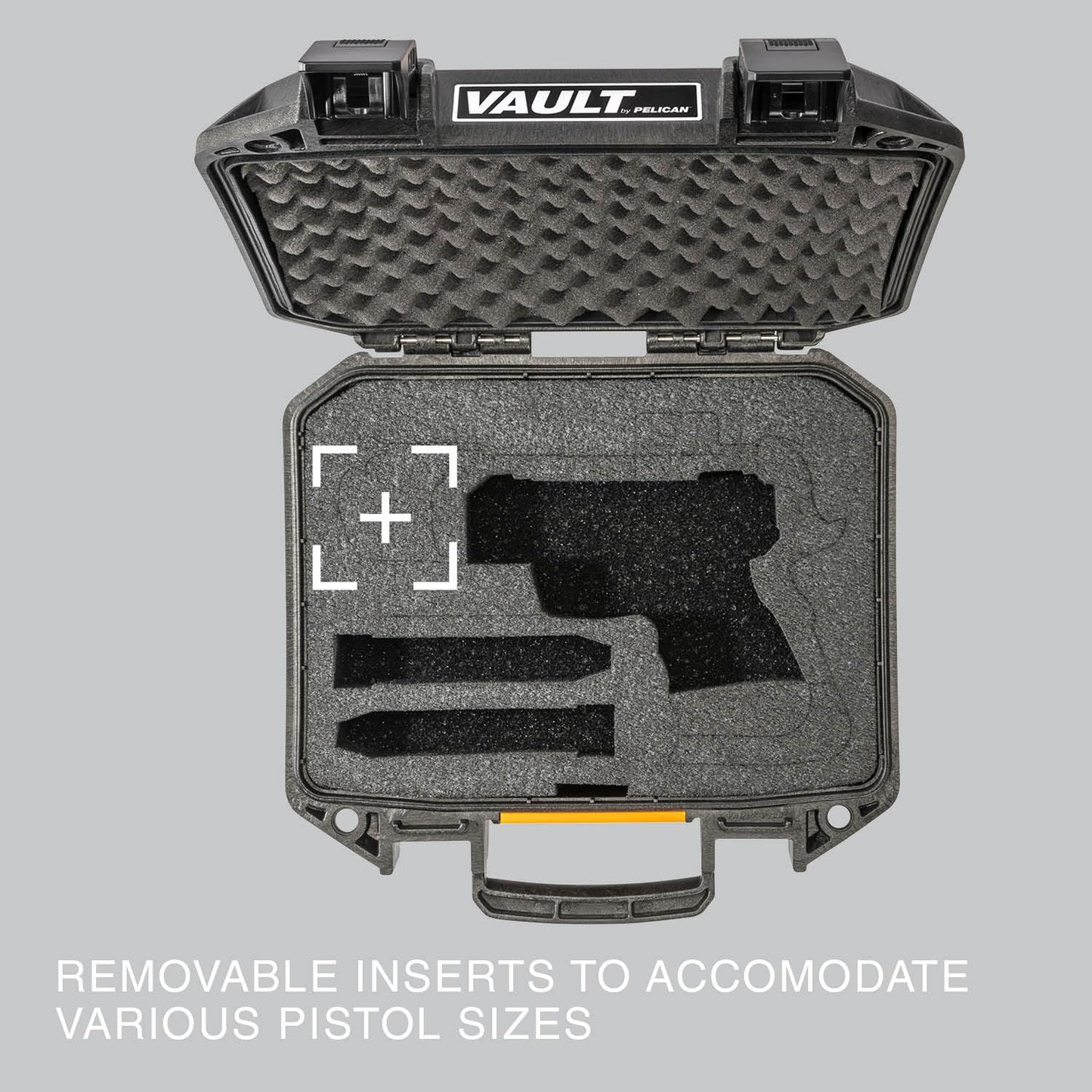Pelican Vault V100PF1 Universal Pistol Case with Custom Pre-cut Foam - Black