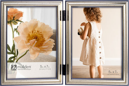 Malden 5x7 Dbl. Vertical Silver Traditional Frame