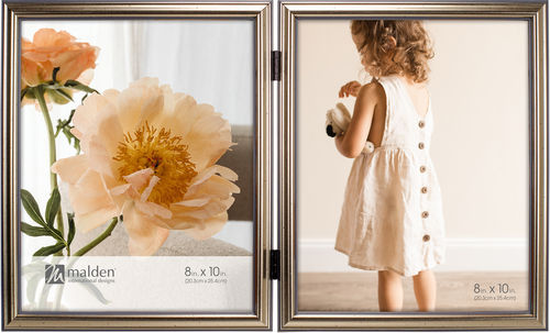 Malden 8x10 Dbl. Vertical Silver Traditional Frame