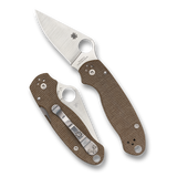 Spyderco Para 3 Brown Canvas Micarta, Satin CruWear - C223MPCW