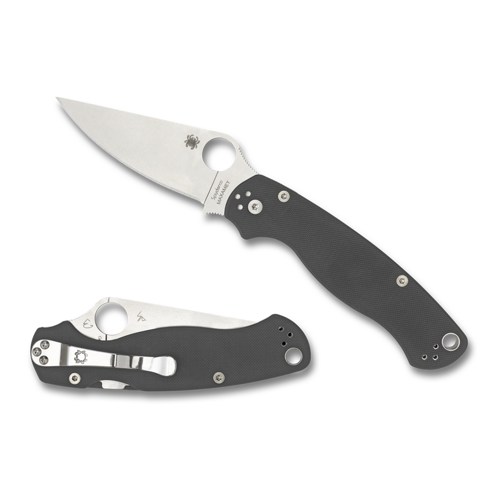 Spyderco Paramilitary 2 Gray G10, Stonewash Maxamet - C81GPDGY2